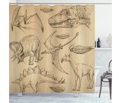 Vintage Sketch Animals Shower Curtain