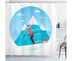 Man Skiing on a Snowy Hill Shower Curtain