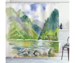 Summer River with Trees Shower Curtain