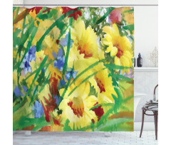 Watercolor Flower Field Shower Curtain
