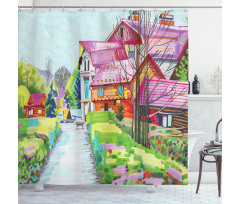 Rural Old Village Houses Shower Curtain