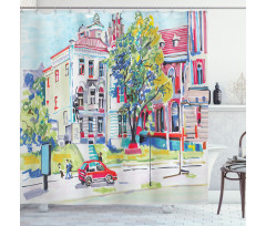 Old European Town Scenery Shower Curtain