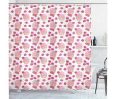 Doodle Style Strawberry Shower Curtain