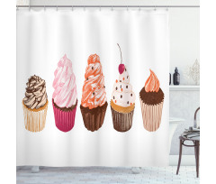 Cakes with Frosting Topping Shower Curtain