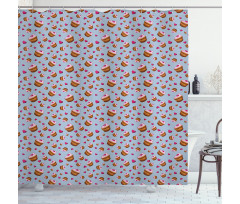 Valentines Day Theme Cakes Shower Curtain