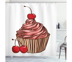 Delicious Cake with Cherry Shower Curtain