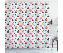 Valentines Lovers Muffins Shower Curtain