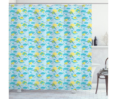 Summer Season Activity Theme Shower Curtain