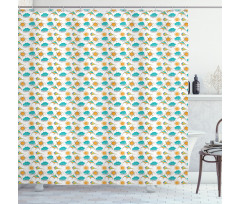 Sun and Clouds with Outlines Shower Curtain