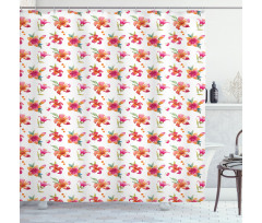 Watercolor Style Blossoms Shower Curtain