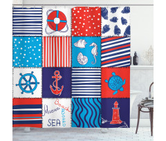 Anchor Helm and Fish Shower Curtain