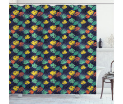 Colorful Tropical Foliage Shower Curtain