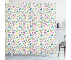 Flying Birds Flowers Hearts Shower Curtain