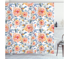 Blossoms with Aquarelle Effect Shower Curtain