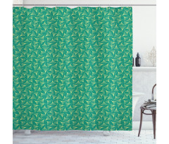 Biloba Leaves on Teal Shade Shower Curtain