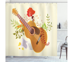Spring Guitar Composition Shower Curtain