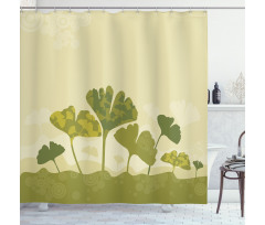 Natural Curved Tree Leaves Shower Curtain