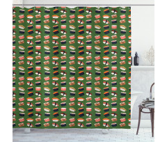 Seafood Rolls on Green Shade Shower Curtain