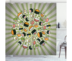 Manga Style Japanese Food Shower Curtain