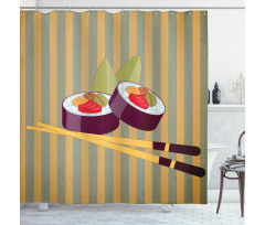 2 Rolls with Chopsticks Shower Curtain