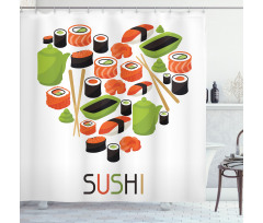 Teapot Rolls Sauce Heart Form Shower Curtain