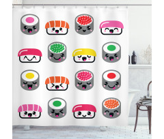 Kawaii Style Sushi Shower Curtain