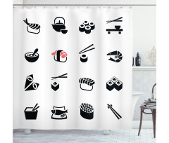 Minimalist Japanese Dishes Shower Curtain