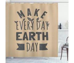 Typographic Words Earth Day Shower Curtain