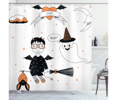 Witch Flying on a Broomstick Shower Curtain