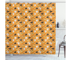 Ghost Pumpkin and Wizard Hat Shower Curtain