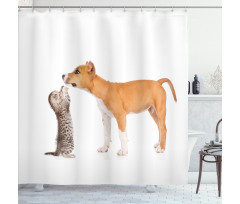 Kitten and a Stafford Puppy Shower Curtain