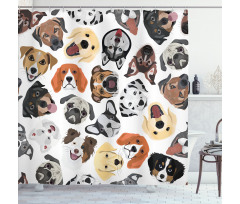 Faces of Various Dog Breeds Shower Curtain