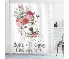 Dog in a Feather Headpiece Shower Curtain