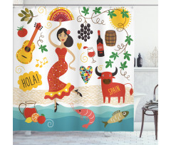 Bull Guitar and Dancer Shower Curtain