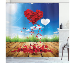 Rose Leaves Heart Shower Curtain