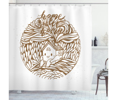 Monochrome House Shower Curtain