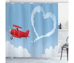 Heart Shape with Plain Trail Shower Curtain