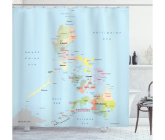 Map Cities with Seas Shower Curtain