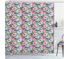 Tropic Hibiscus Plumeria Shower Curtain