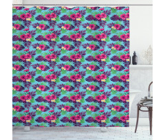 Forest Leaves on Aqua Shade Shower Curtain