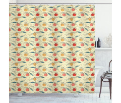 Fresh Tangerines with Leaves Shower Curtain