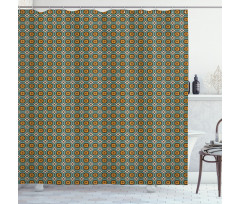 Geometric Tile Retro Style Shower Curtain