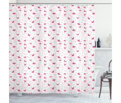 Origami Cranes with Hearts Shower Curtain