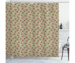Retro Style Abstract Flower Shower Curtain
