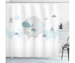 Whales Moon Castles Shower Curtain