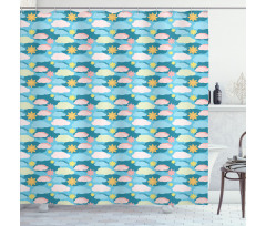 Graphic Design Clouds Suns Shower Curtain