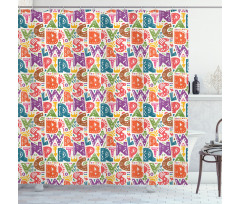 Capital Letters Doodles Shower Curtain