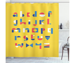 Geometric Small Letters Shower Curtain