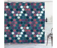 Vibrant Hexagon Shapes Shower Curtain