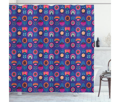 Boho Style Vibrant Blossoms Shower Curtain